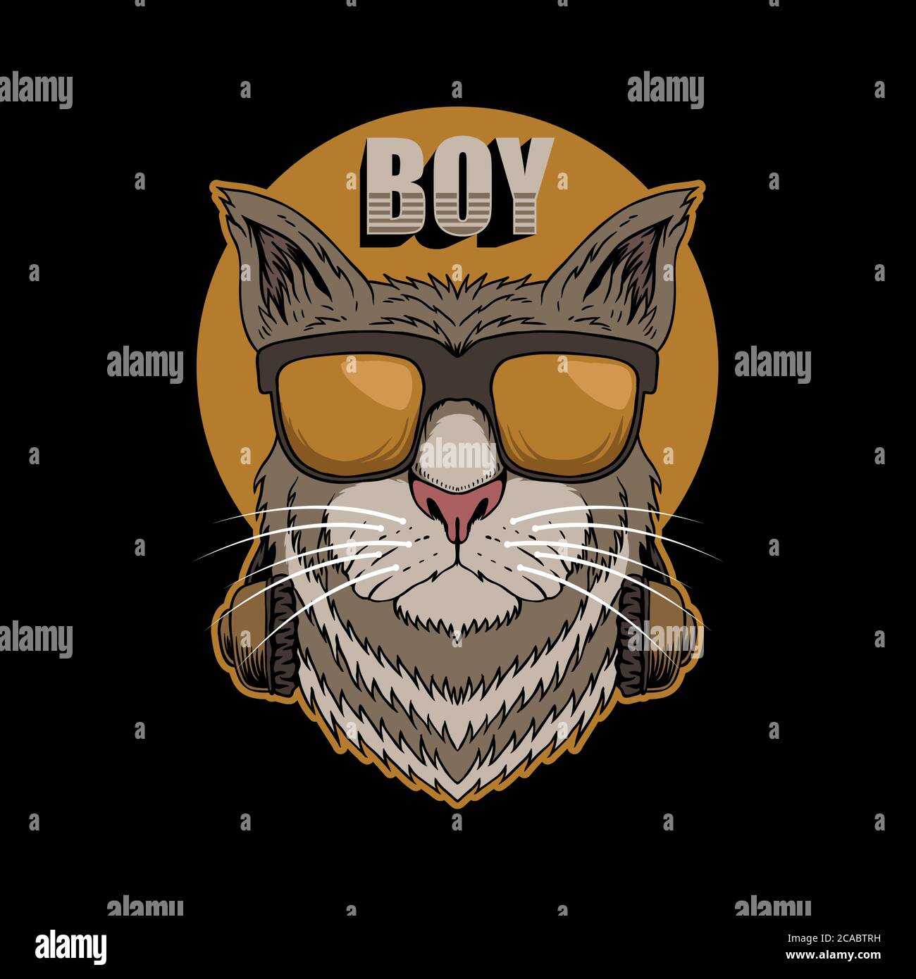 Cat Boy headphone vector illustration for your company or brand Stock