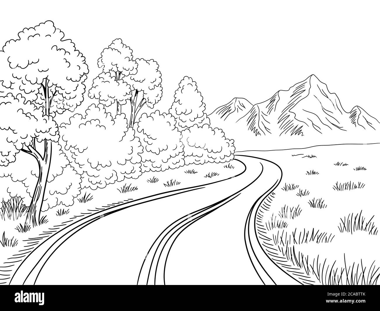 Mountain road graphic black white landscape sketch illustration vector  Stock Vector Image & Art - Alamy