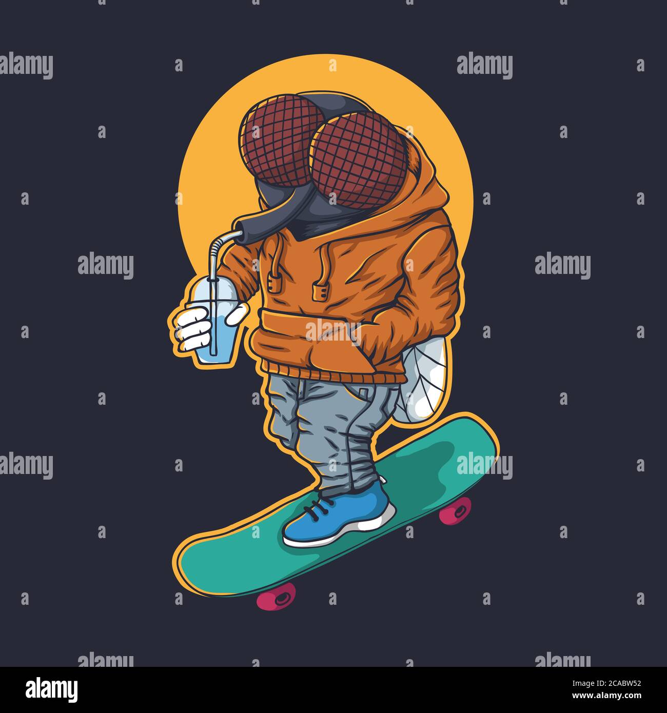 FLIES SKATEBOARD VECTOR ILLUSTRATION FOR YOUR COMPANY OR BRAND Stock Vector