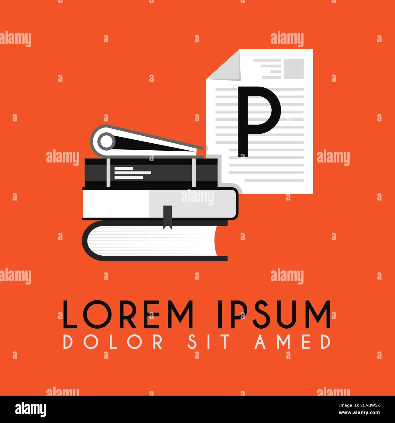 Stack of books with additional initial P logo in h simple and neat ...