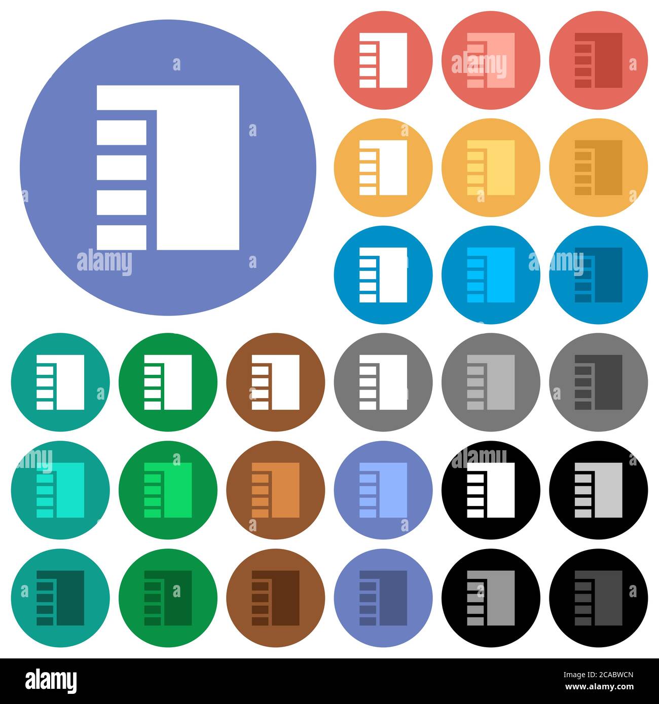 Vertical tabbed layout active multi colored flat icons on round ...