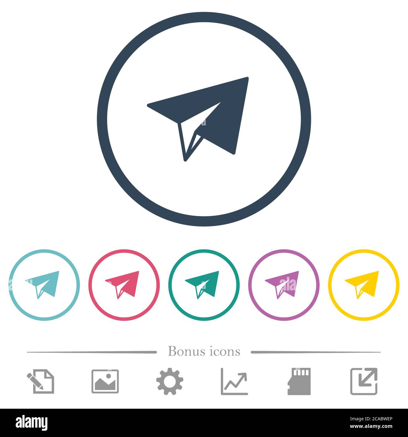 Paper plane flat color icons in round outlines. 6 bonus icons included ...