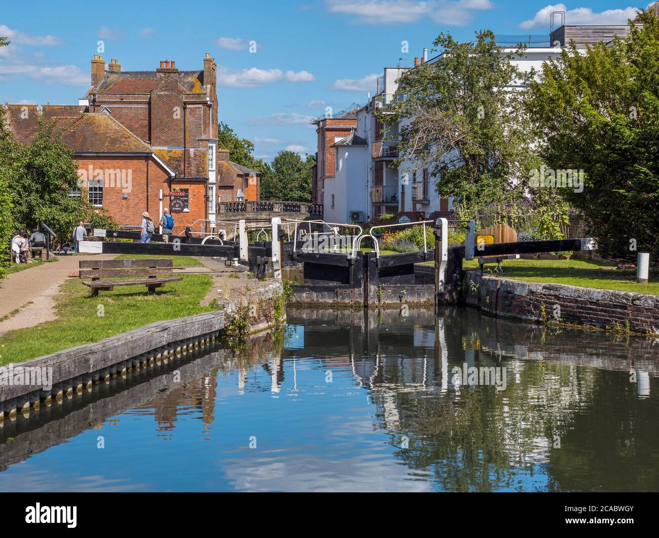 Newbury Lock, Newbury, Kennet and Avon Canal, Berkshire, England, UK, GB. Stock Photo