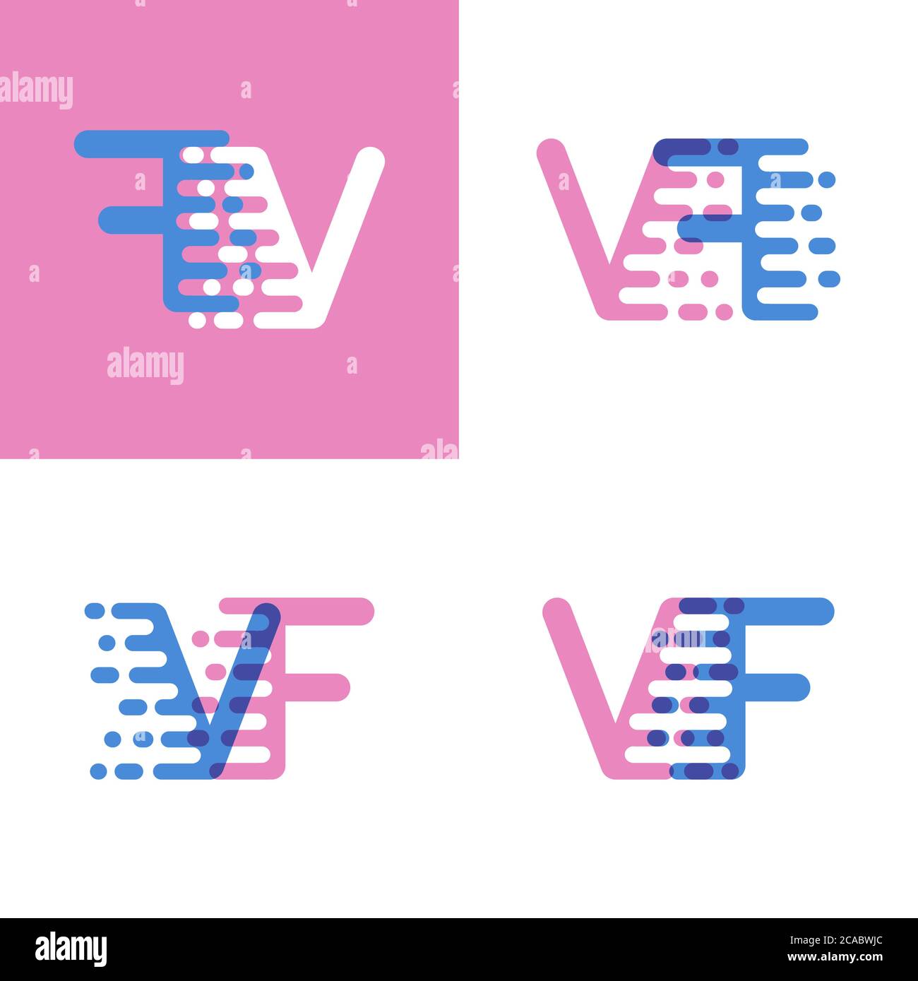 VF letters logo with accent speed soft pink and soft blue Stock Vector ...
