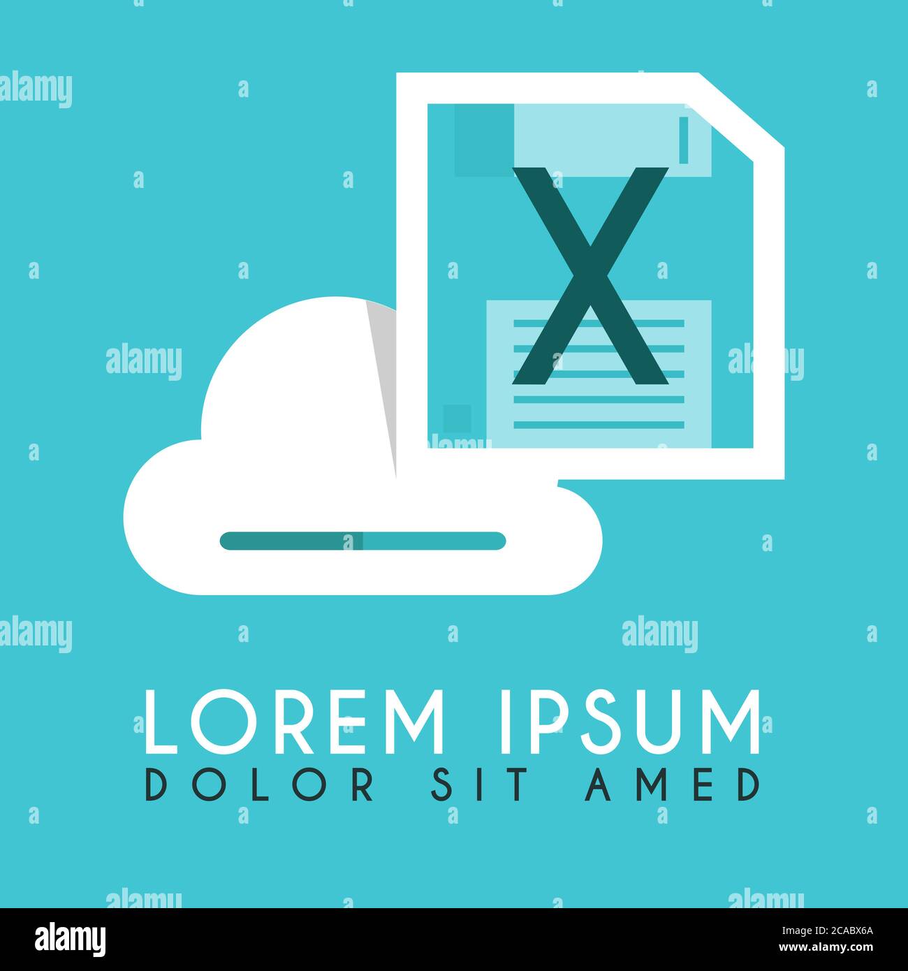 Floppy Disk Drive White Could X Initial and illustration logo design Stock Vector