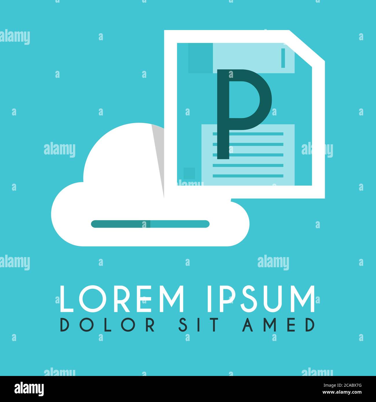 Floppy Disk Drive White Could P Initial and illustration logo design Stock Vector