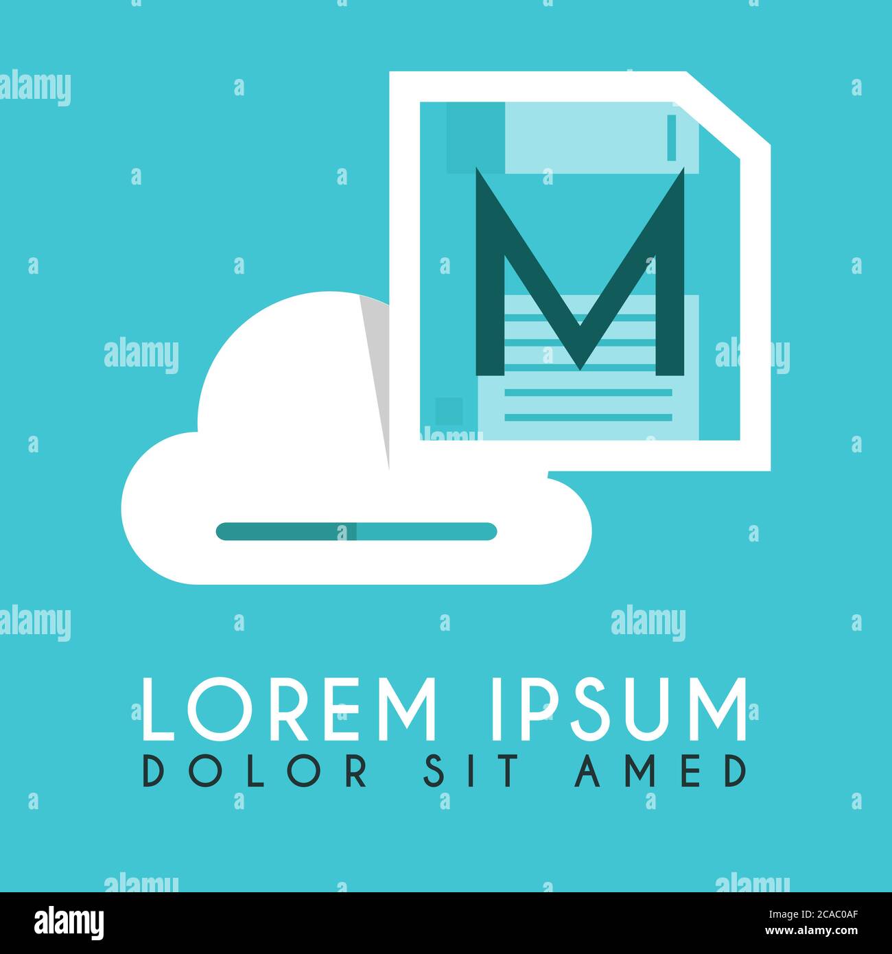 Floppy Disk Drive White Could M Initial and illustration logo design Stock Vector