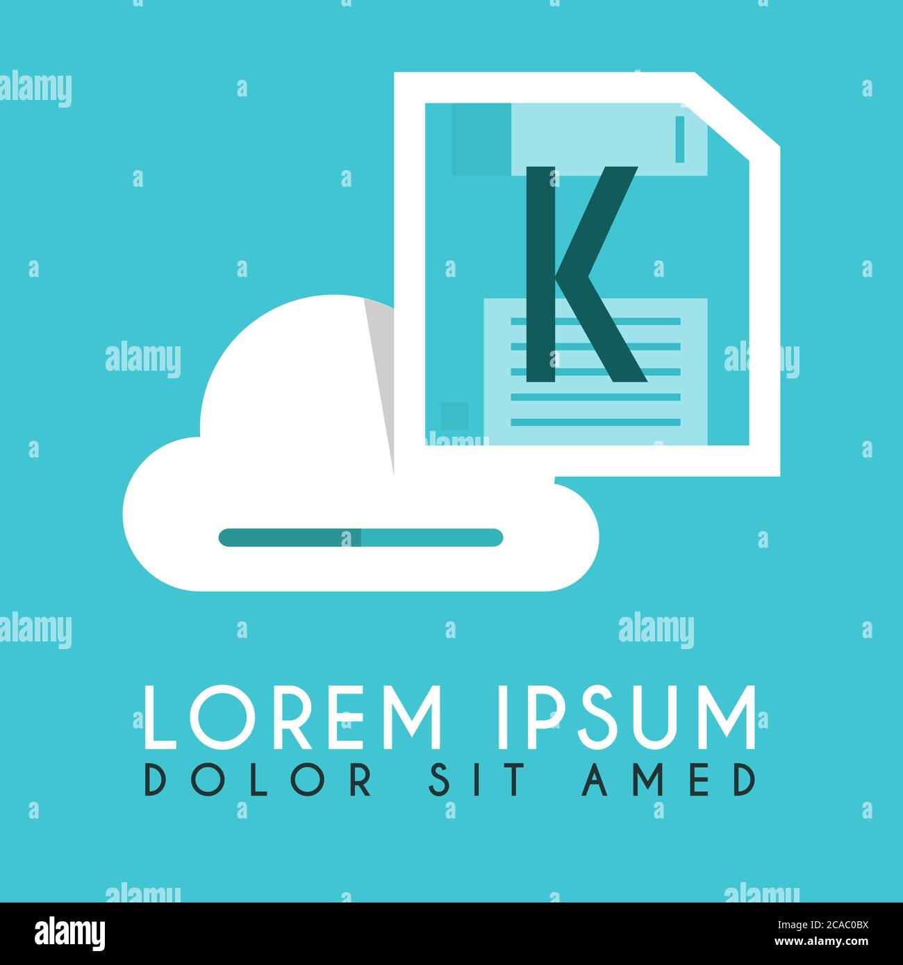 Floppy Disk Drive White Could K Initial and illustration logo design Stock Vector