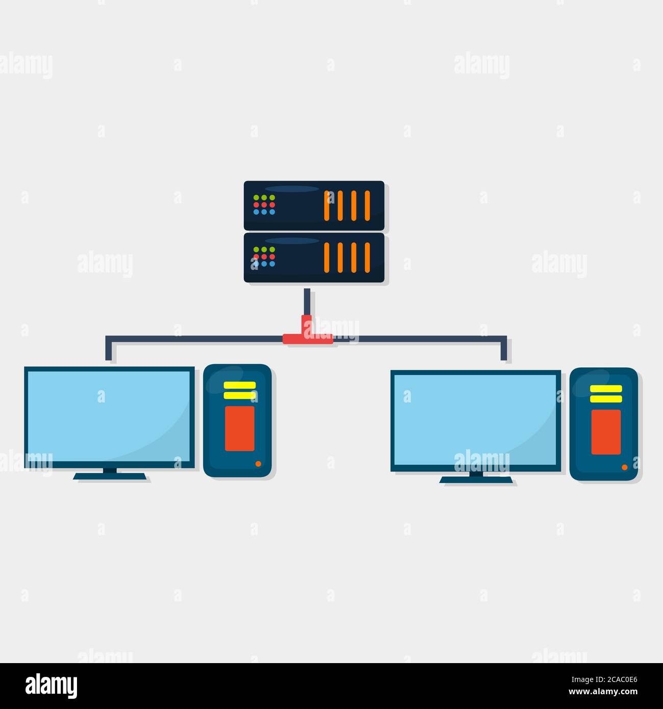 vps with computer for network infrastructure concept isolated vector