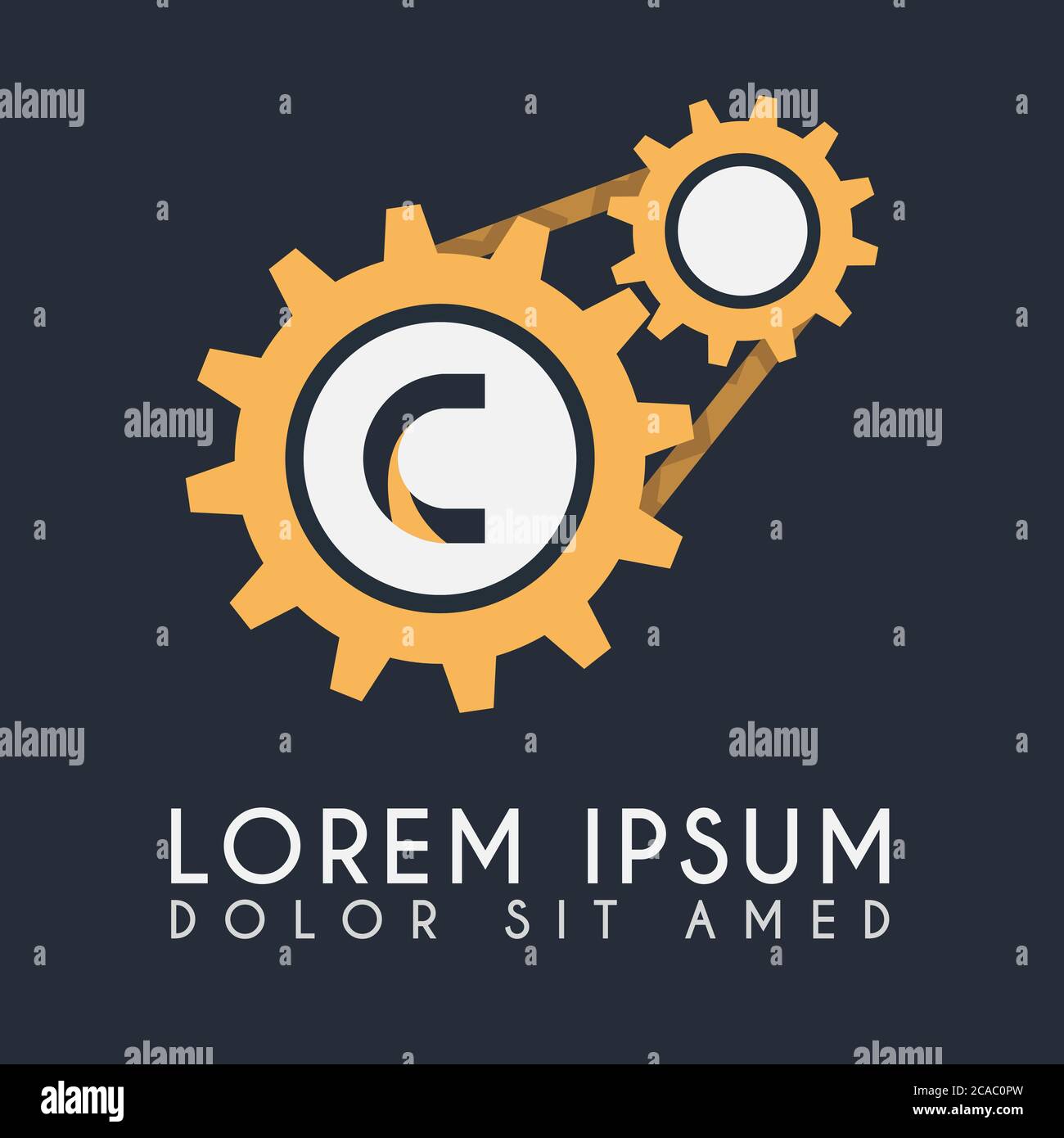 Double Gear Logo With Black Background Gear Logo With Letter C In The Middle Stock Vector Image Art Alamy