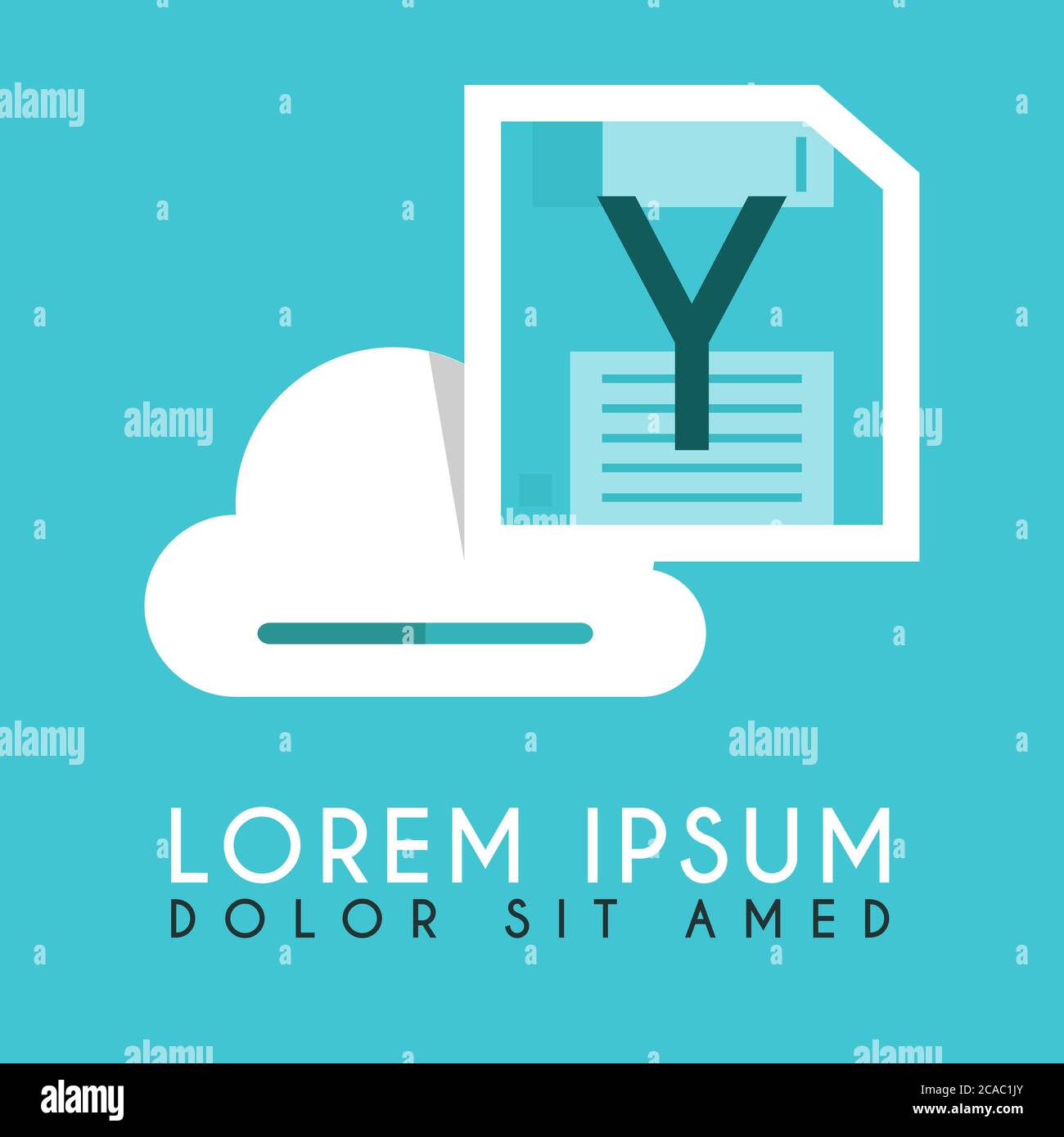 Floppy Disk Drive White Could Y Initial and illustration logo design Stock Vector