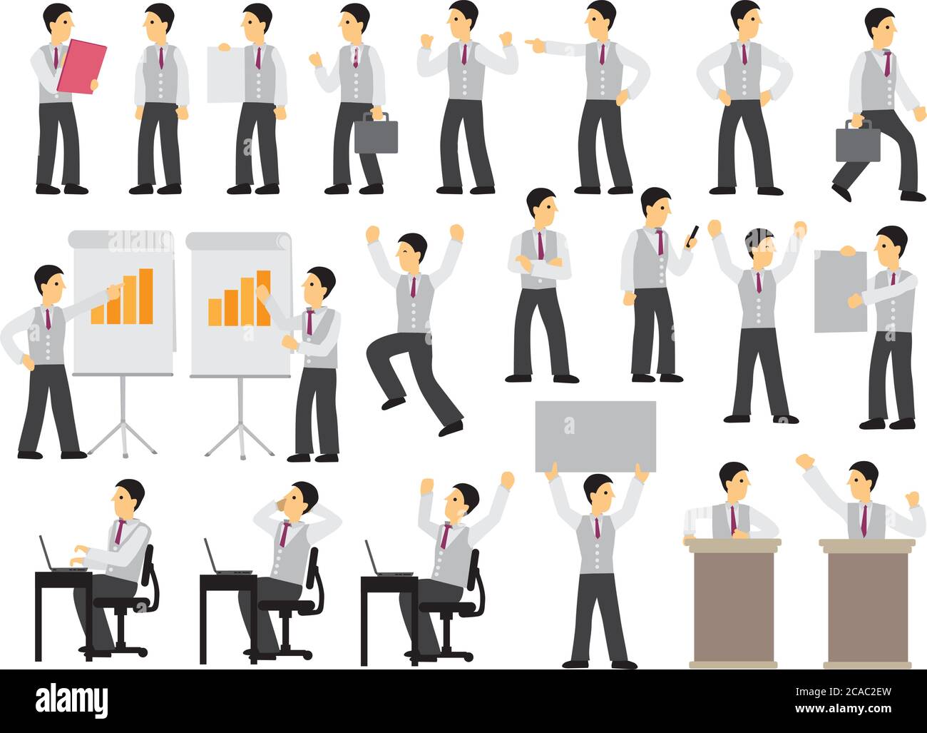 Set of businessman in different expression and poses. Isolated vector ...