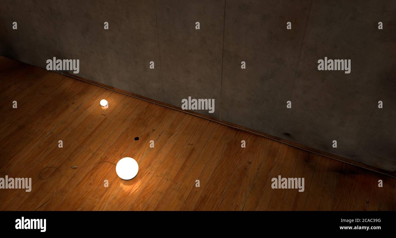 3D rendering of light balls on the floor Stock Photo - Alamy