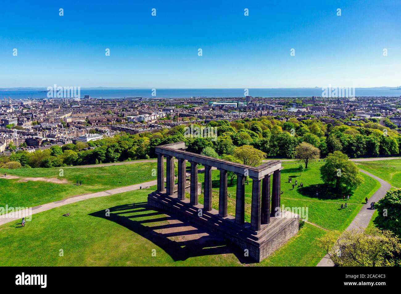 The National Monument on Calton Hill Edinburgh Scotland viewed from the Nelson Monument Stock Photo
