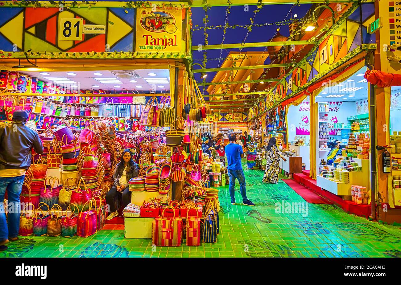 DUBAI, UAE MARCH 5, 2020 The stalls of Africa pavilion of Global