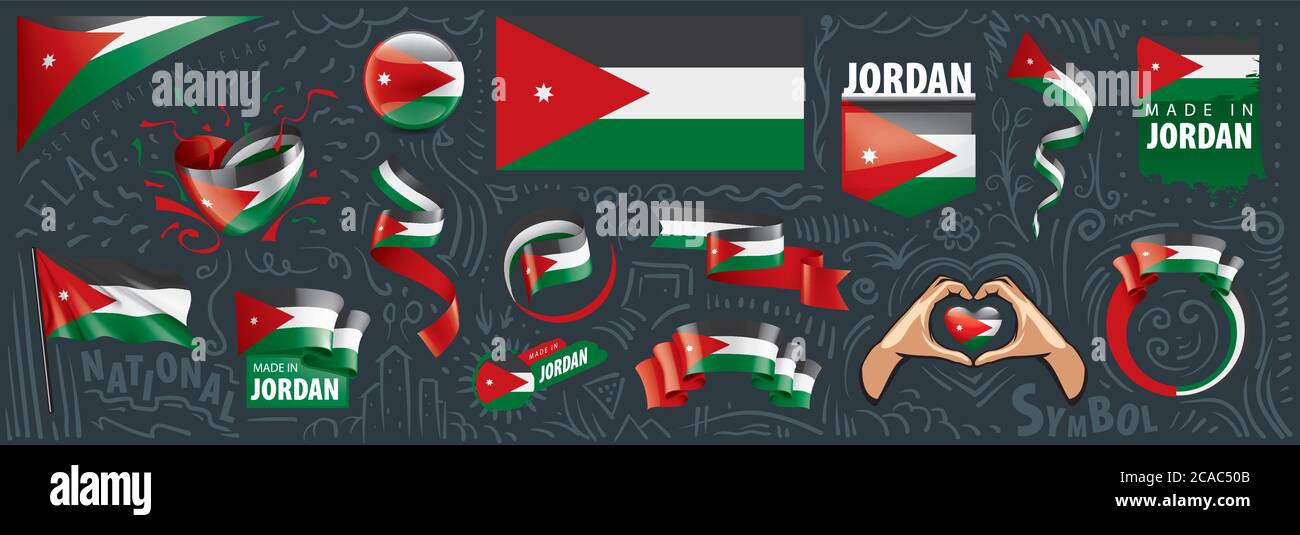 Vector set of the national flag of Jordan in various creative designs