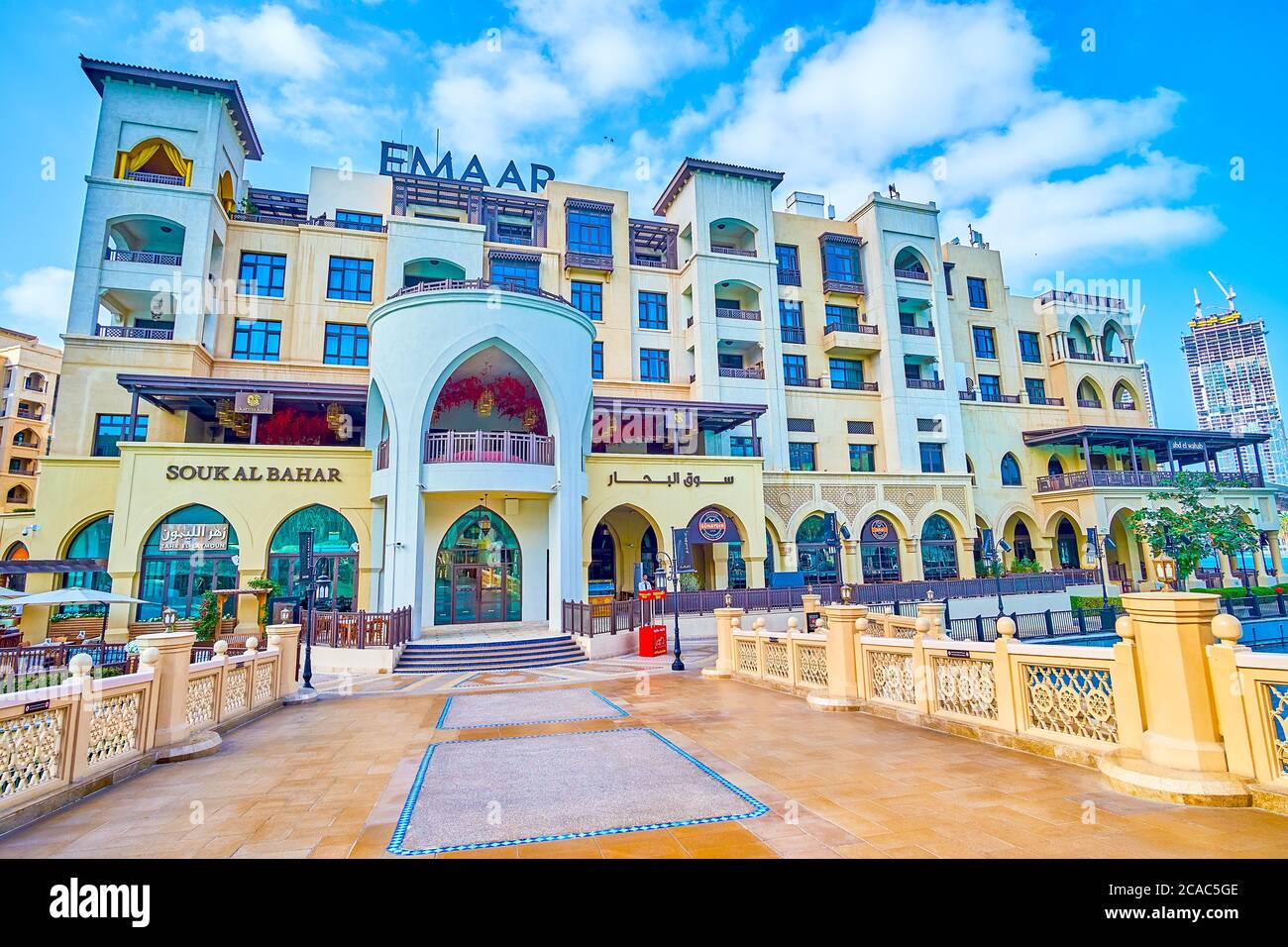 DUBAI, UAE - MARCH 3, 2020: Al Bahar Souq (market) is the modern shopping mall in the heart of Downtown district and made in Arabic style with traditi Stock Photo