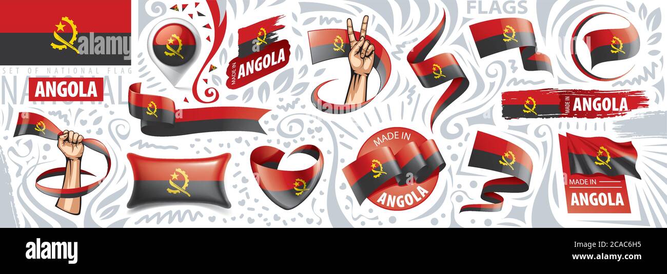 Vector set of the national flag of Angola in various creative designs ...