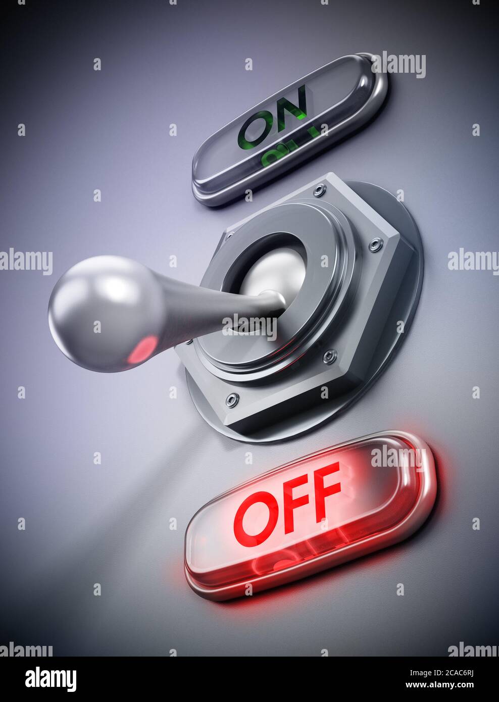 Mechanical vintage on off button. 3D illustration Stock Photo - Alamy