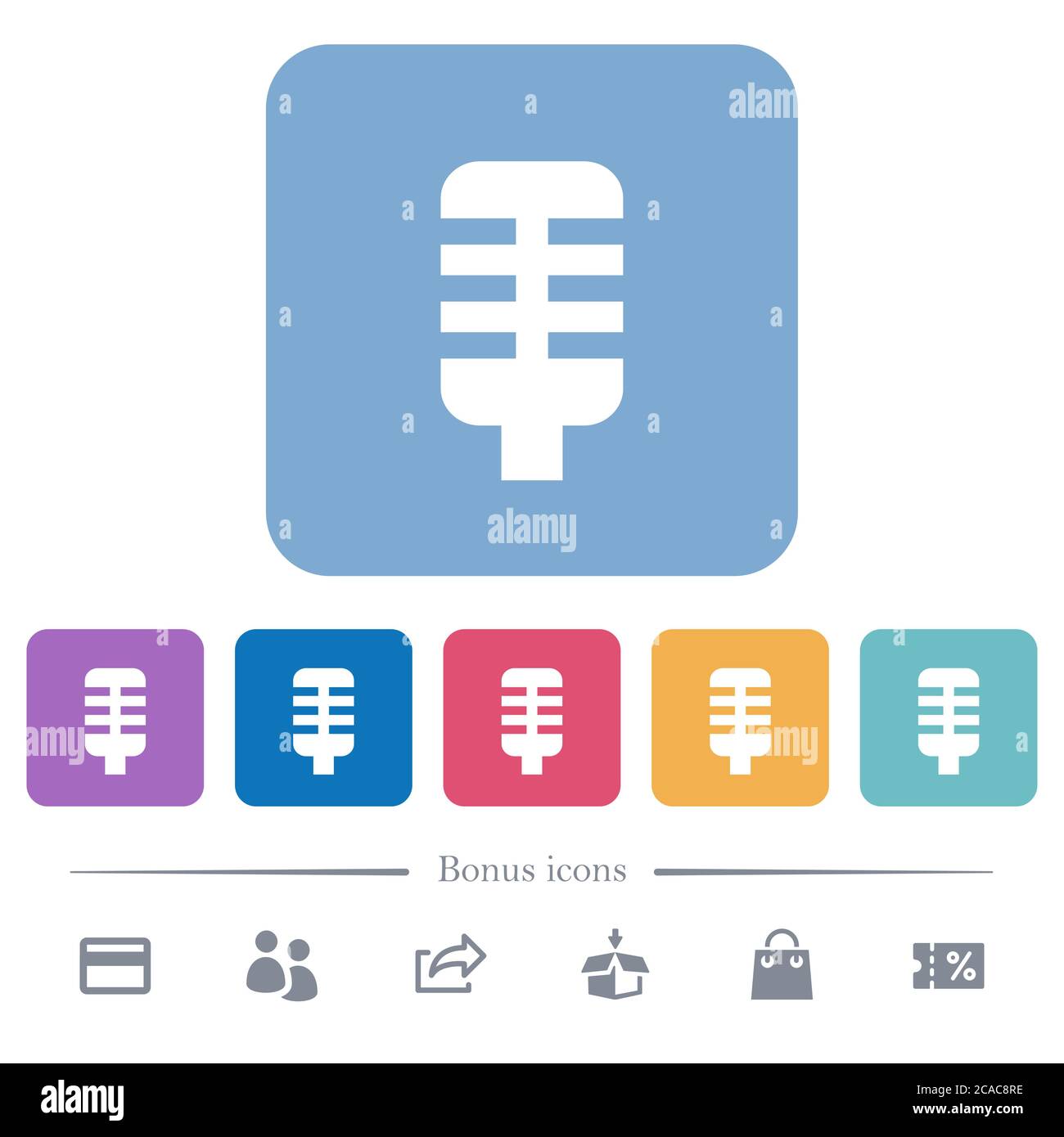 Microphone white flat icons on color rounded square backgrounds. 6 ...