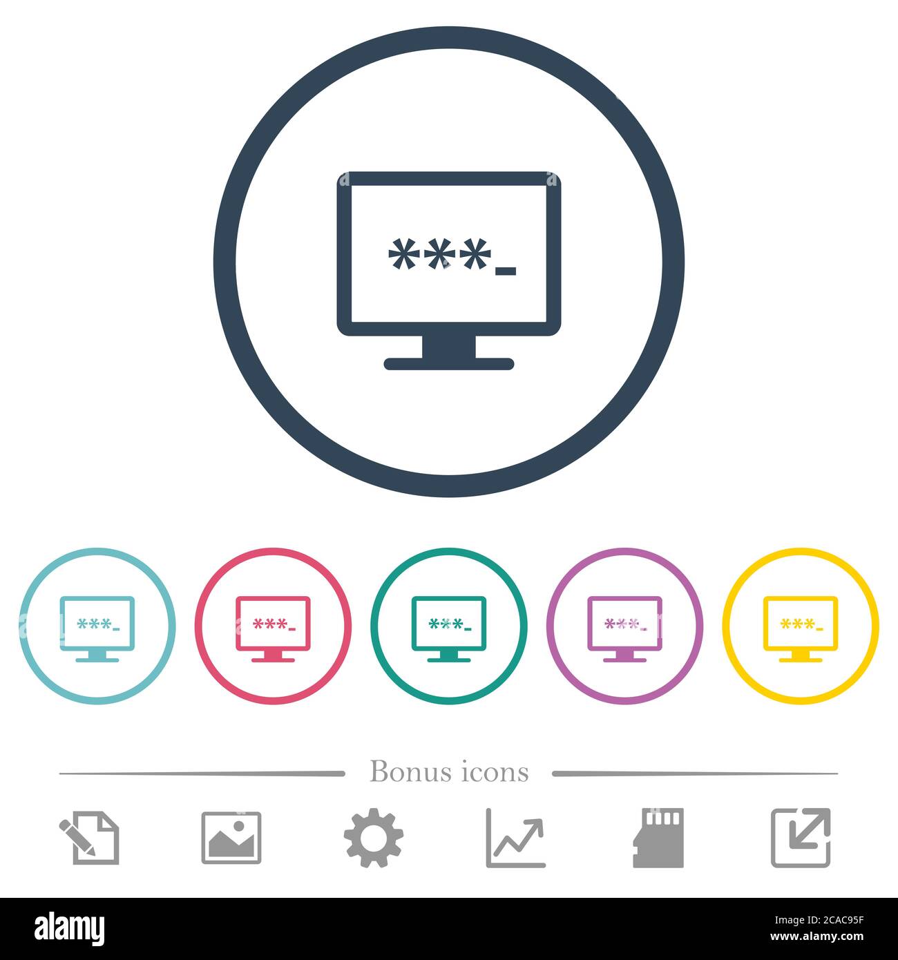 Entering to application flat color icons in round outlines. 6 bonus ...