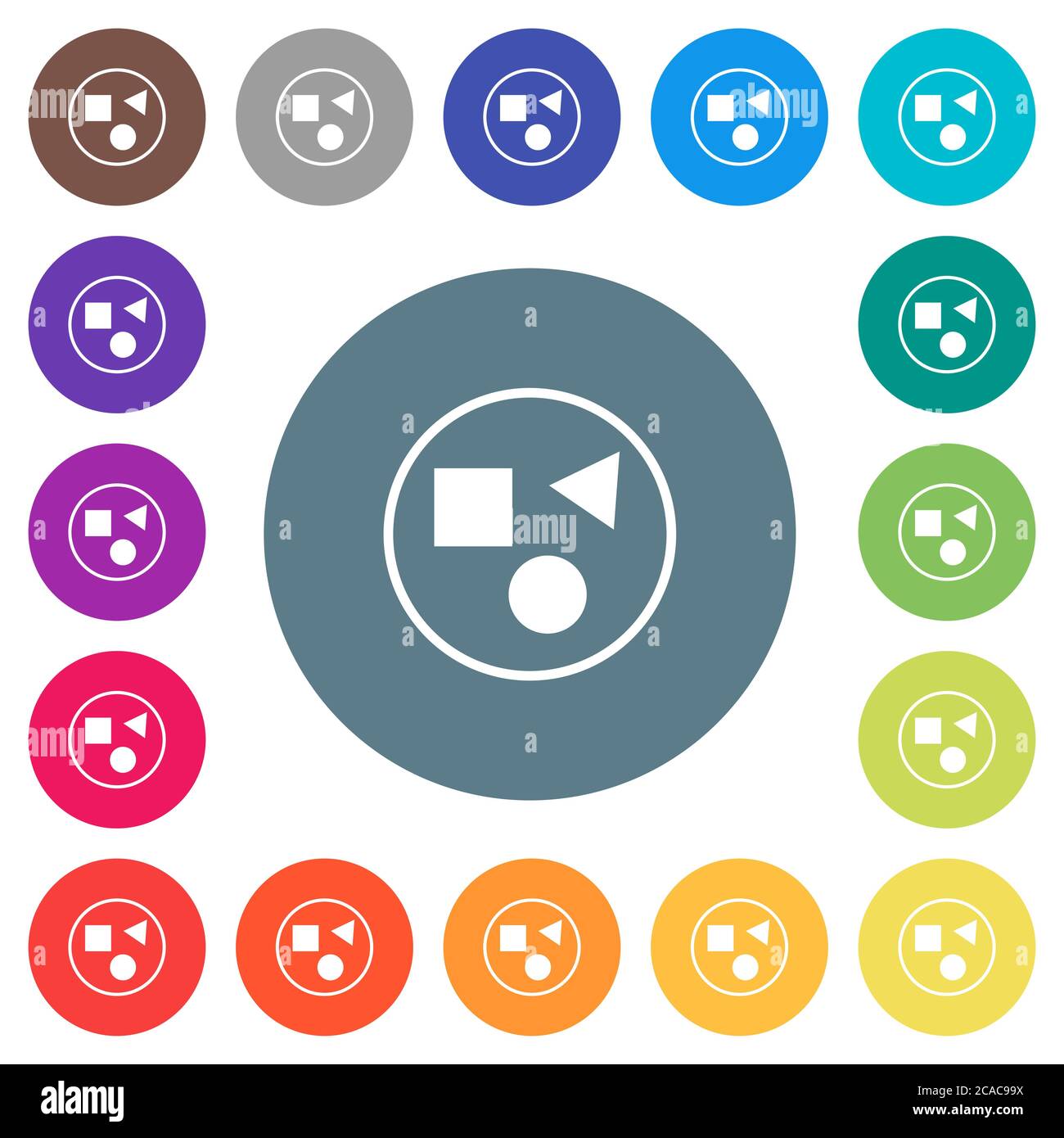 Grouping elements flat white icons on round color backgrounds. 17 ...