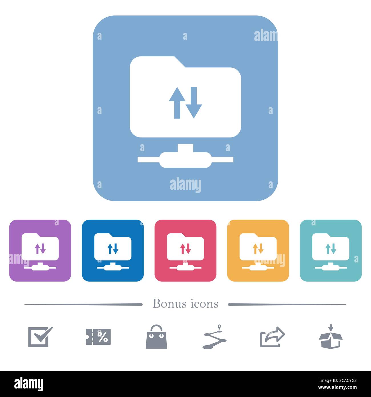 FTP data traffic white flat icons on color rounded square backgrounds ...