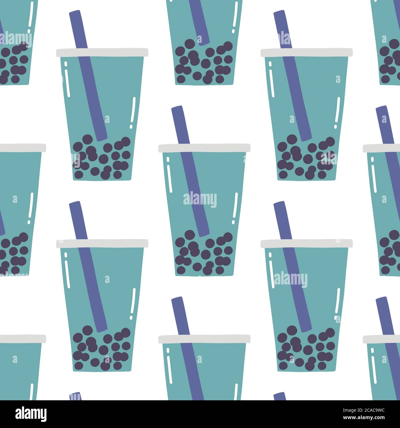 bubble tea seamless doodle pattern, vector illustration Stock Vector