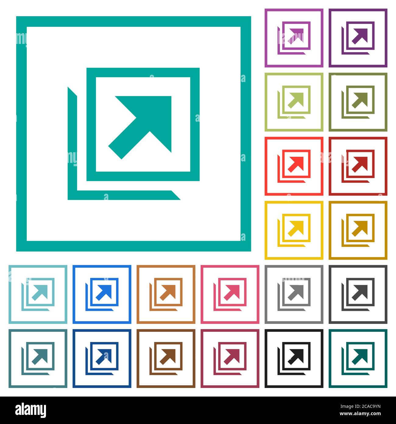 Open in new window flat color icons with quadrant frames on white ...