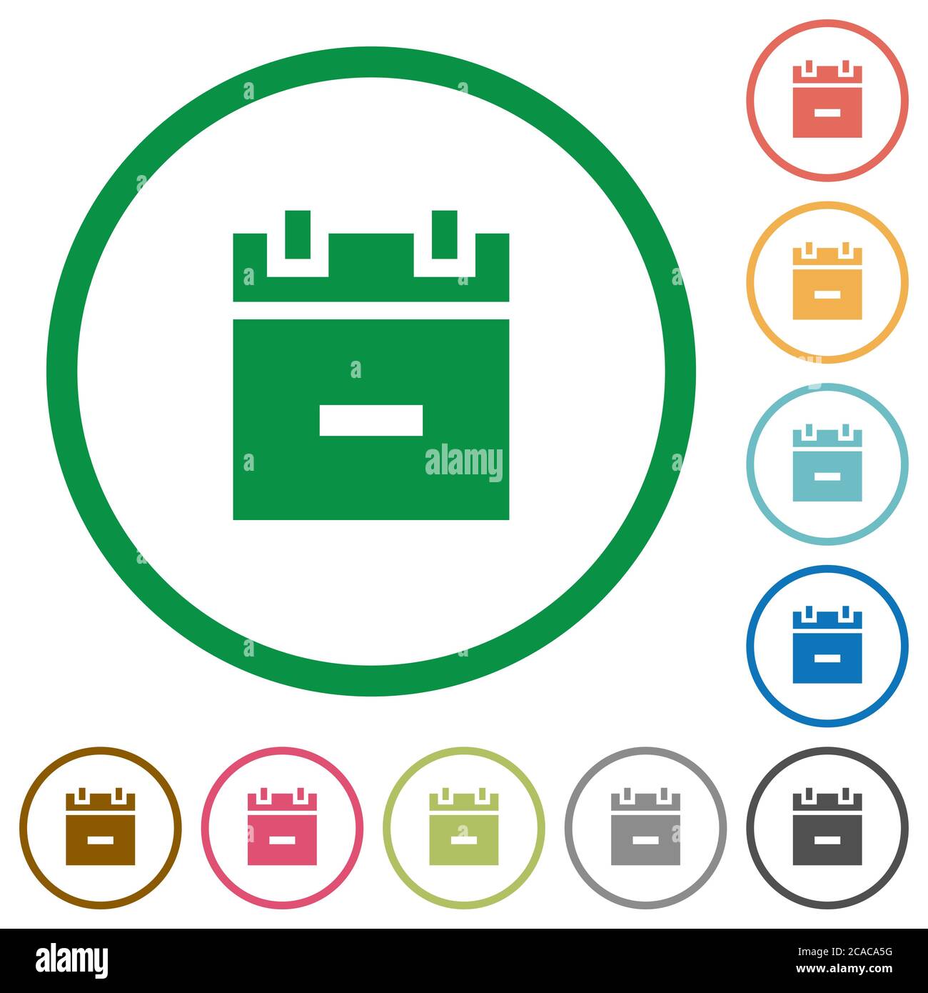 Remove schedule item flat color icons in round outlines on white ...