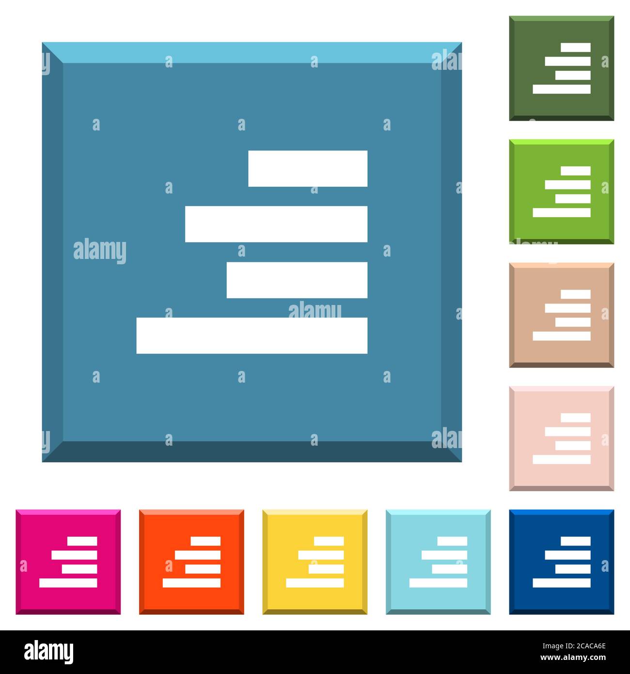 Text align right white icons on edged square buttons in various trendy ...