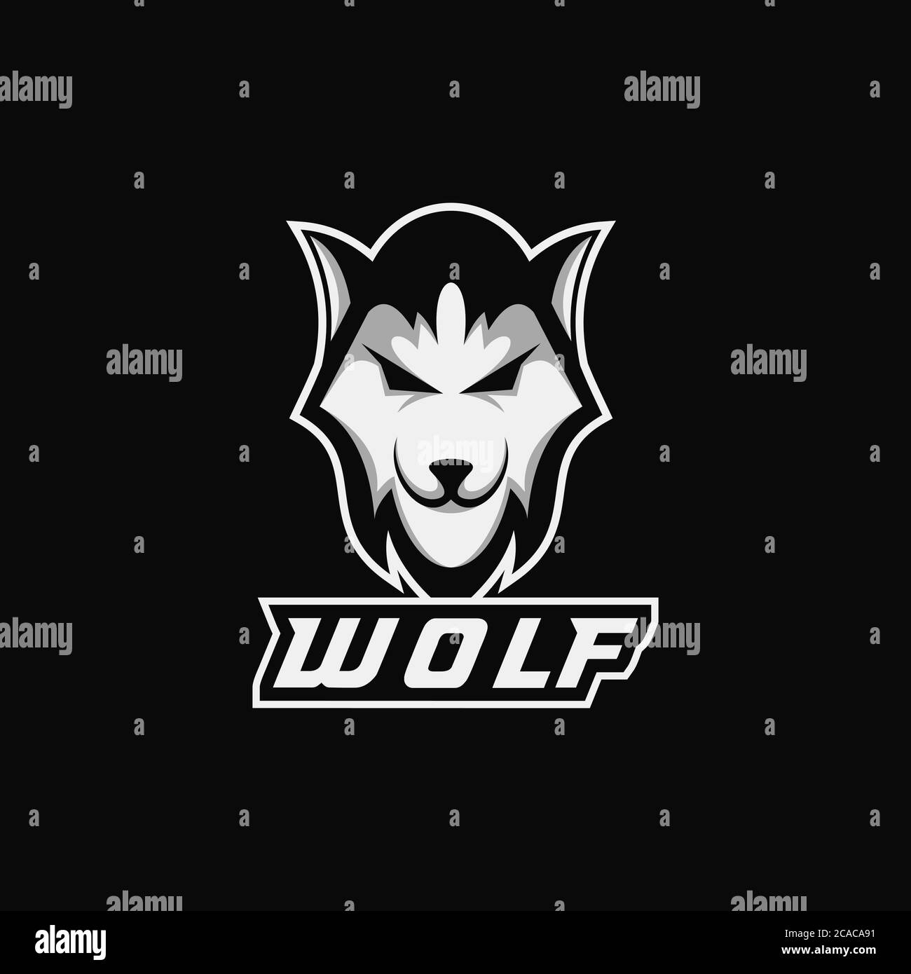 wolf head e sport mascot vector illustration amazing design for your company or brand Stock Vector