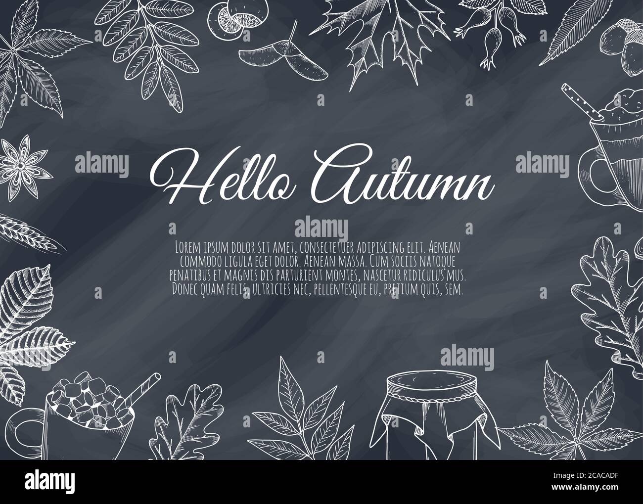 Background with Autumn Leaves . Drawing hand image, vector illustration ...