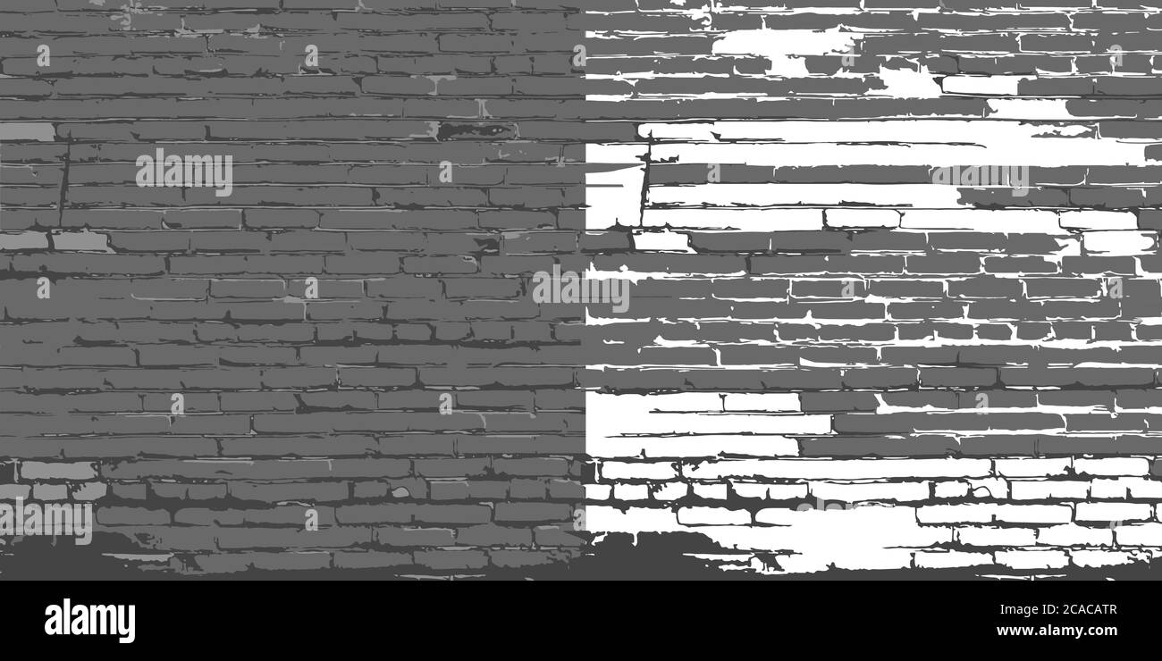 White glued blank billboard on brick wall background Stock Vector