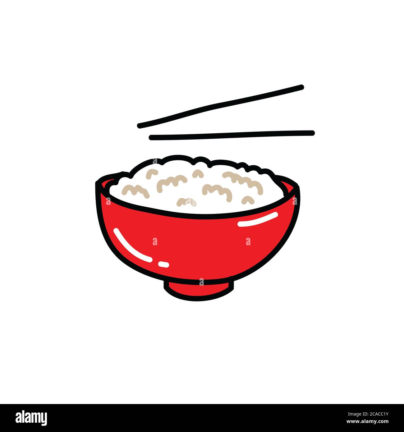 rice with chopsticks doodle icon, vector color illustration Stock ...