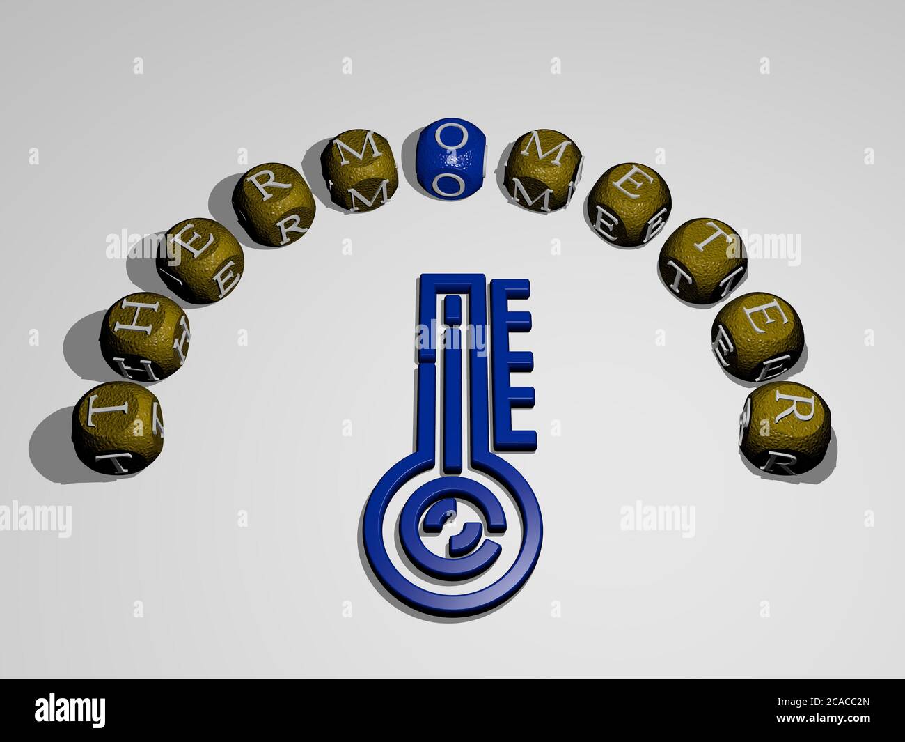 3D illustration of thermometer graphics and text around the icon made ...