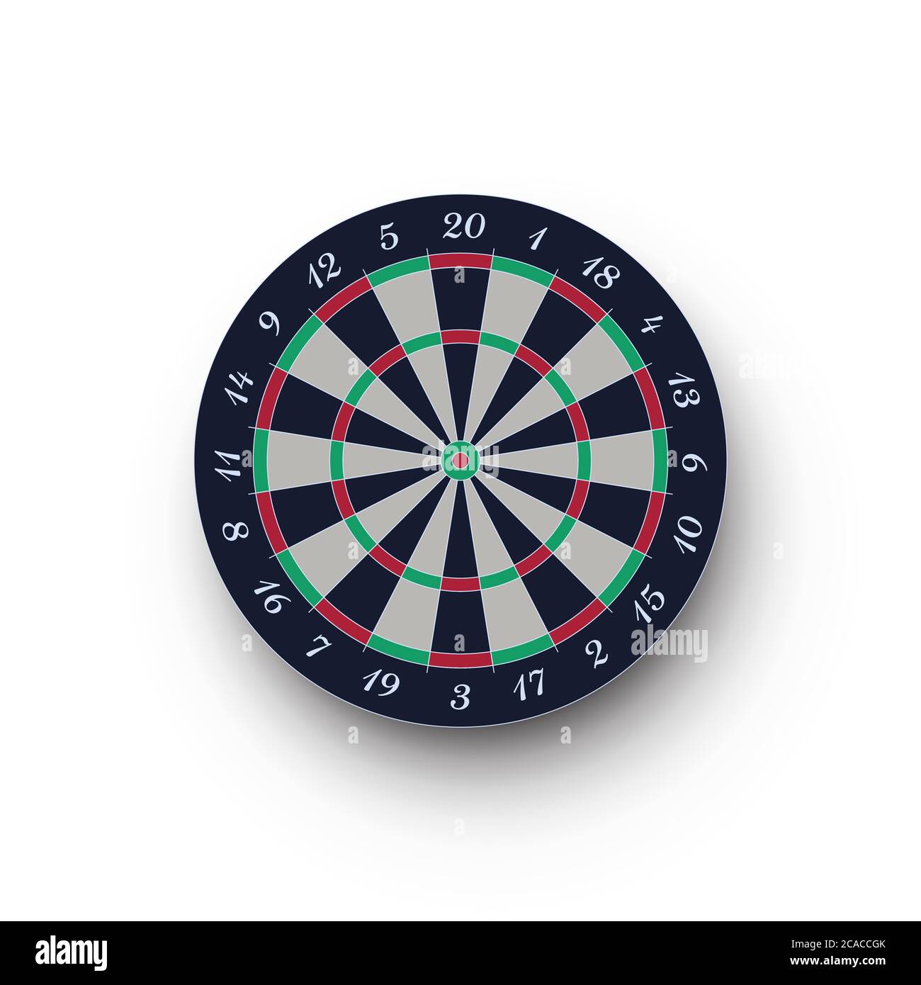 Classic realistic darts board isolated on white background Stock Vector