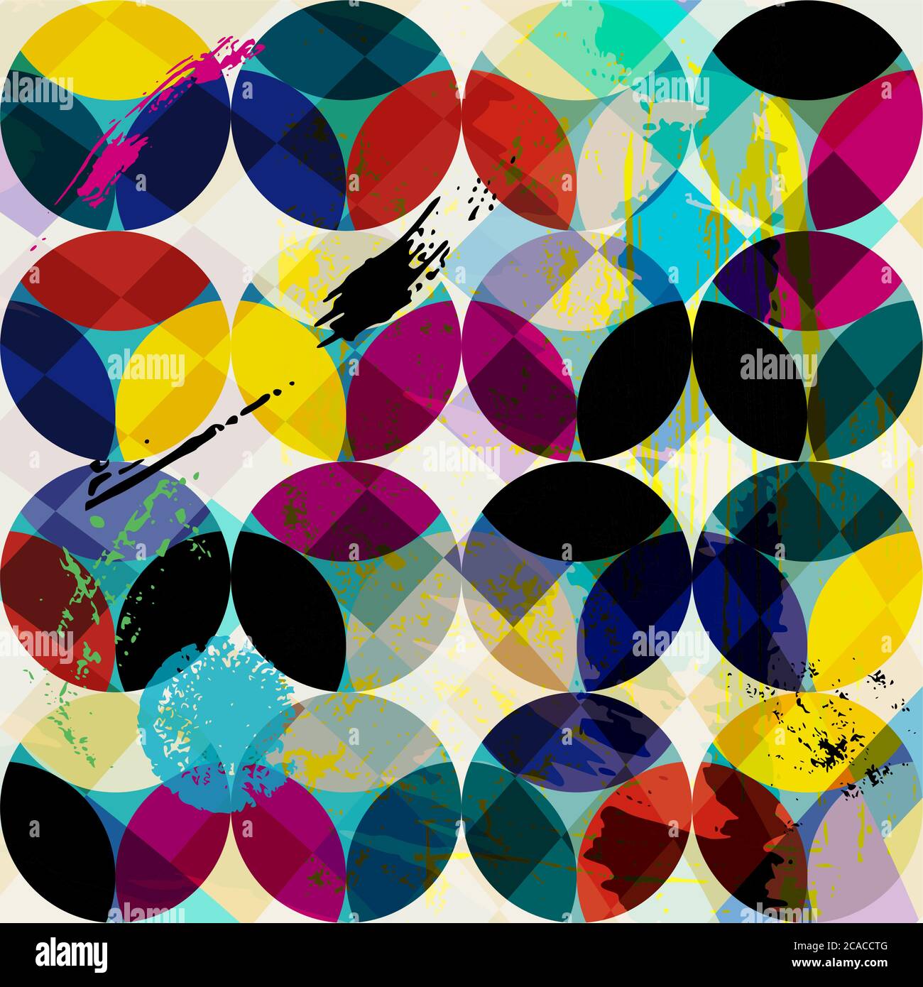 abstract geometric pattern background, with circle/oval, strokes and splashes Stock Vector