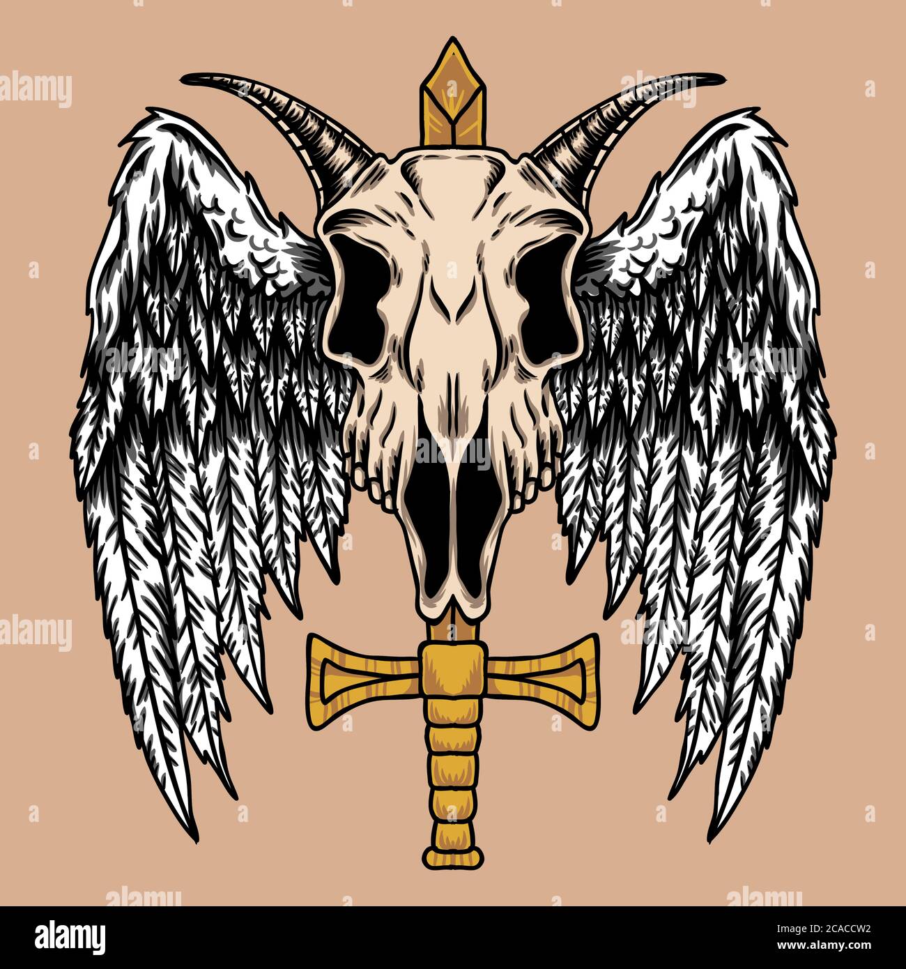 Skull goat wing vector illustration for your company or brand Stock ...