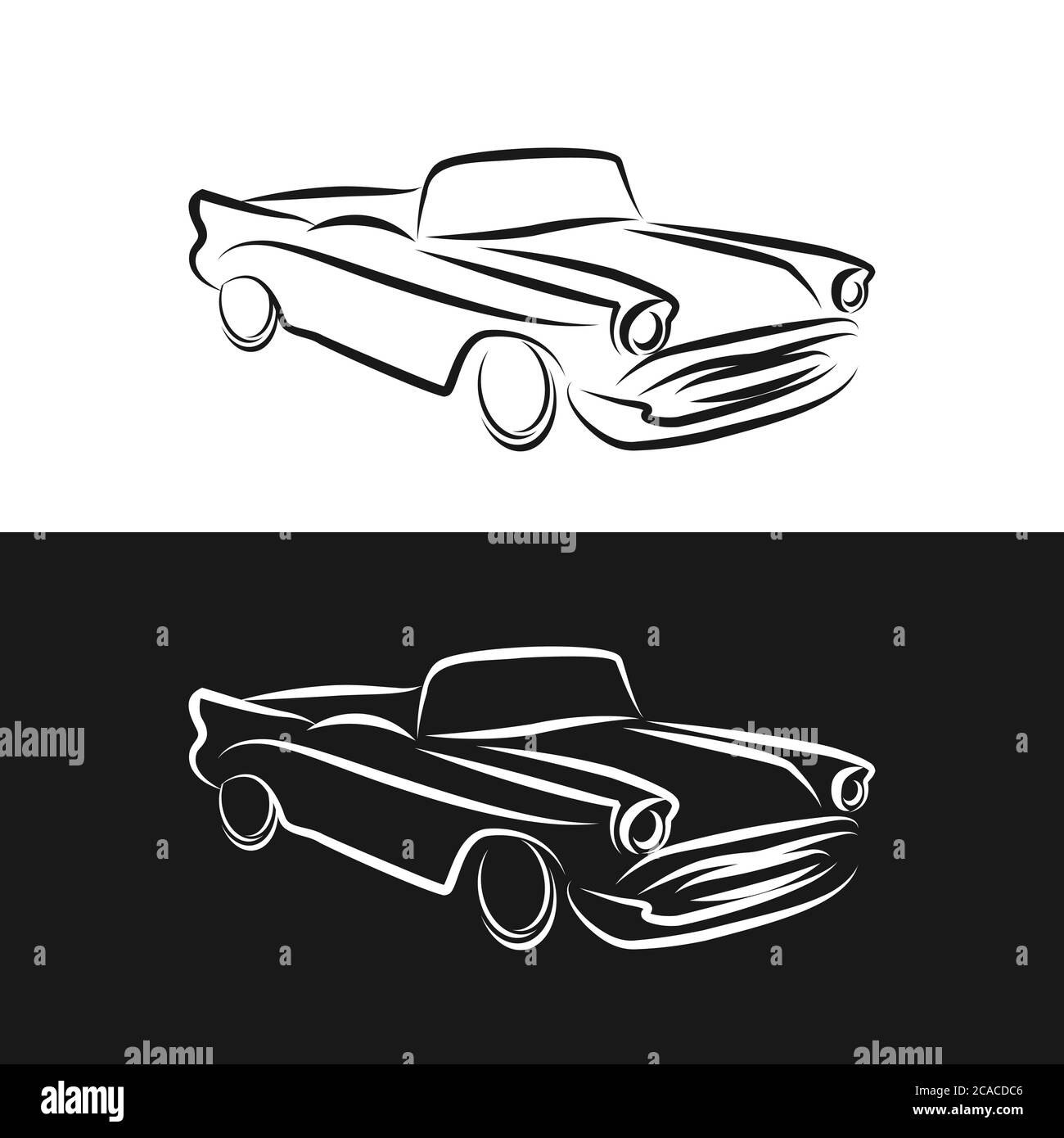 Vintage Car abstract Logo design vector template linear style. Retro Vehicle Logotype concept outline icon. Stock Vector