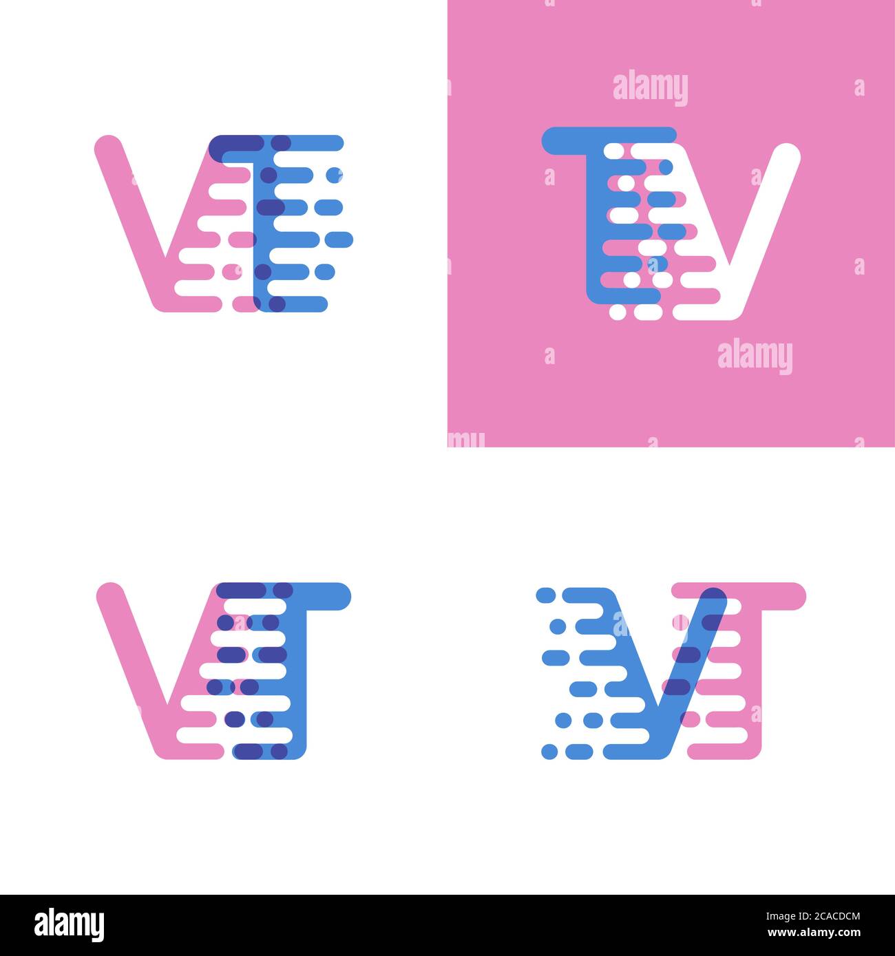 VT letters logo with accent speed soft pink and soft blue Stock Vector ...