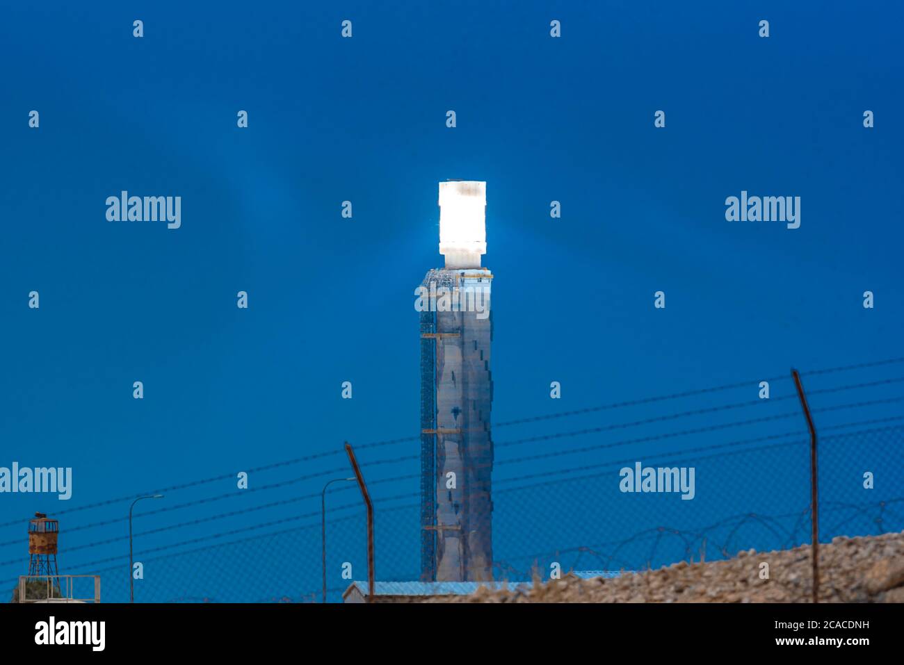 The collection station at the Ashalim Solar Power station is a solar thermal power station in the Negev desert near the kibbutz Ashalim, in Israel. Th Stock Photo