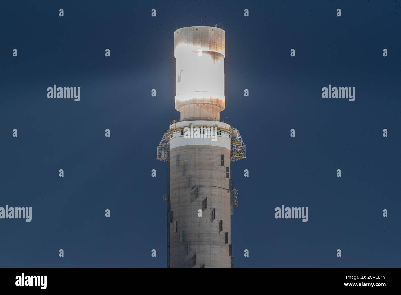 The collection station at the Ashalim Solar Power station is a solar thermal power station in the Negev desert near the kibbutz Ashalim, in Israel. Th Stock Photo