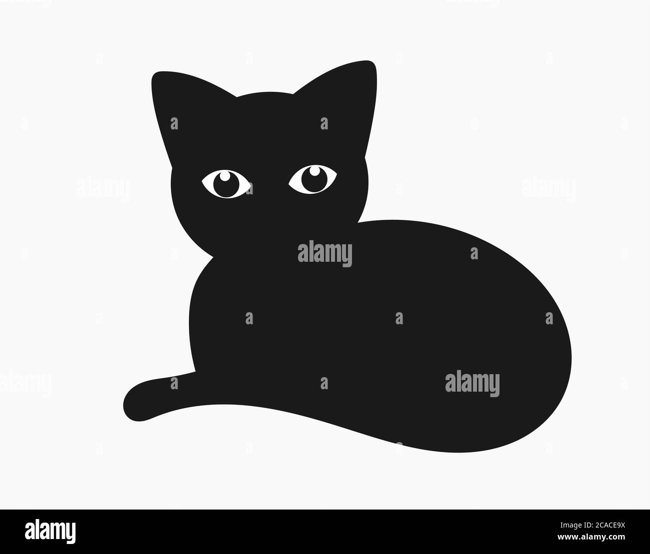 Cats silhouettes on white. Elegant cat icons, funny cartoon