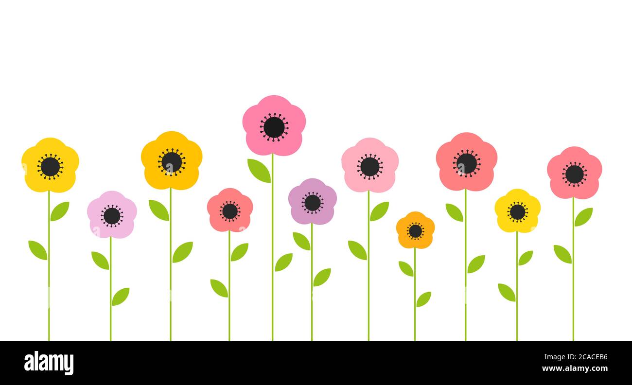 Colorful cute summer flowers growing in the garden. Flat design vector  illustration Stock Vector Image & Art - Alamy