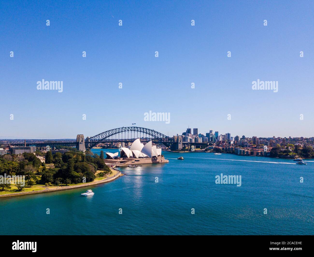 Aerial shot of Sydney center by the park near Sydney Opera house