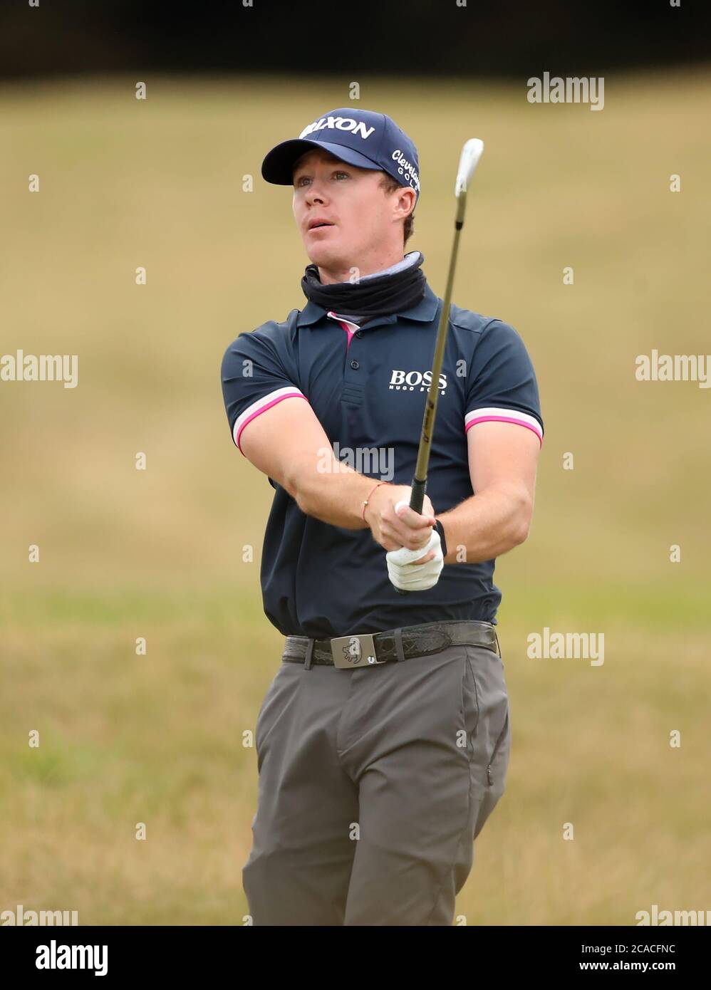 Sean Crocker from the USA during day one of the English Championship at  Hanbury Manor Marriott Hotel and Country Club, Hertfordshire. Thursday  August 6, 2020. See PA story GOLF Ware. Photo credit