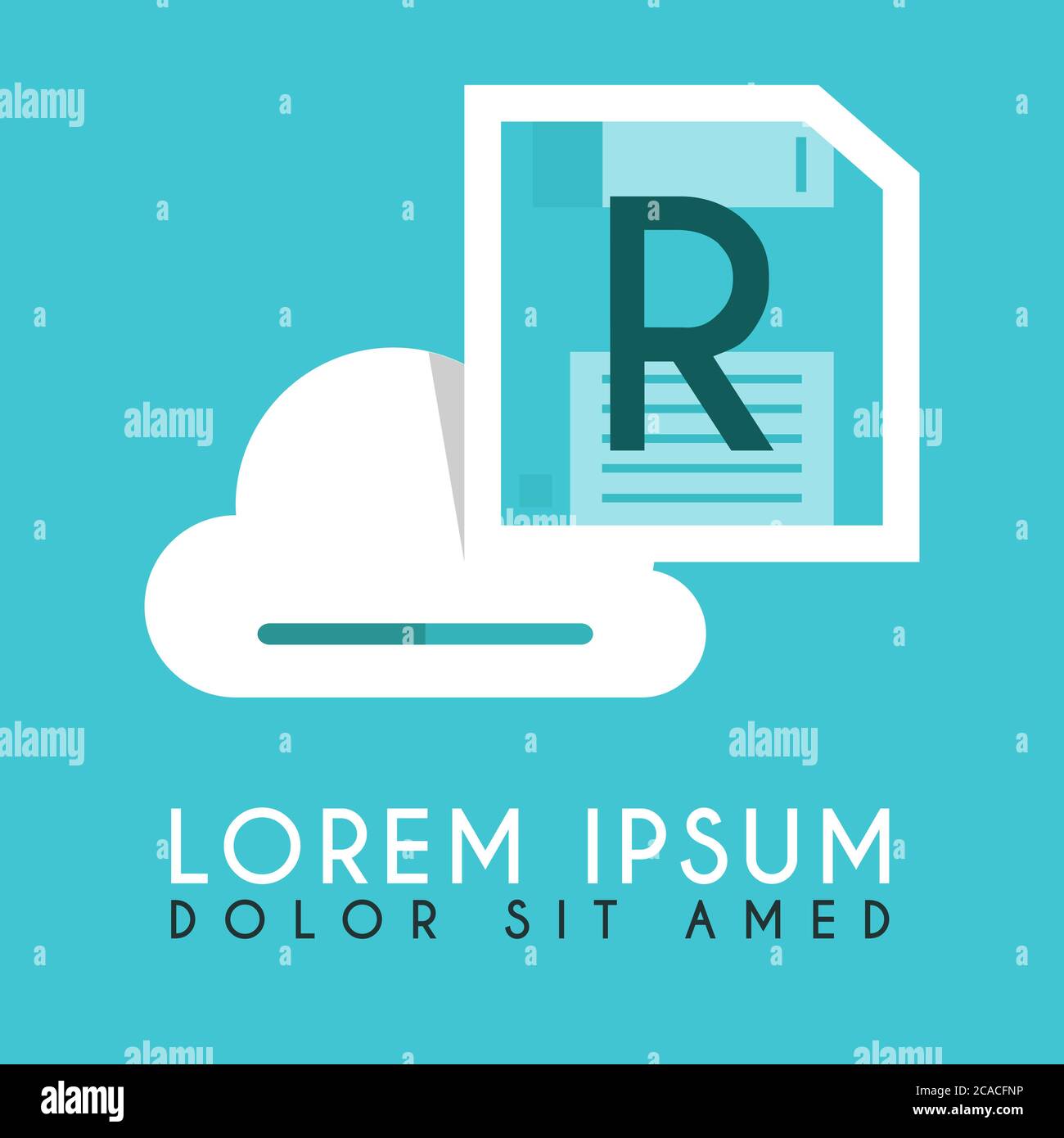 Floppy Disk Drive White Could R Initial and illustration logo design Stock Vector