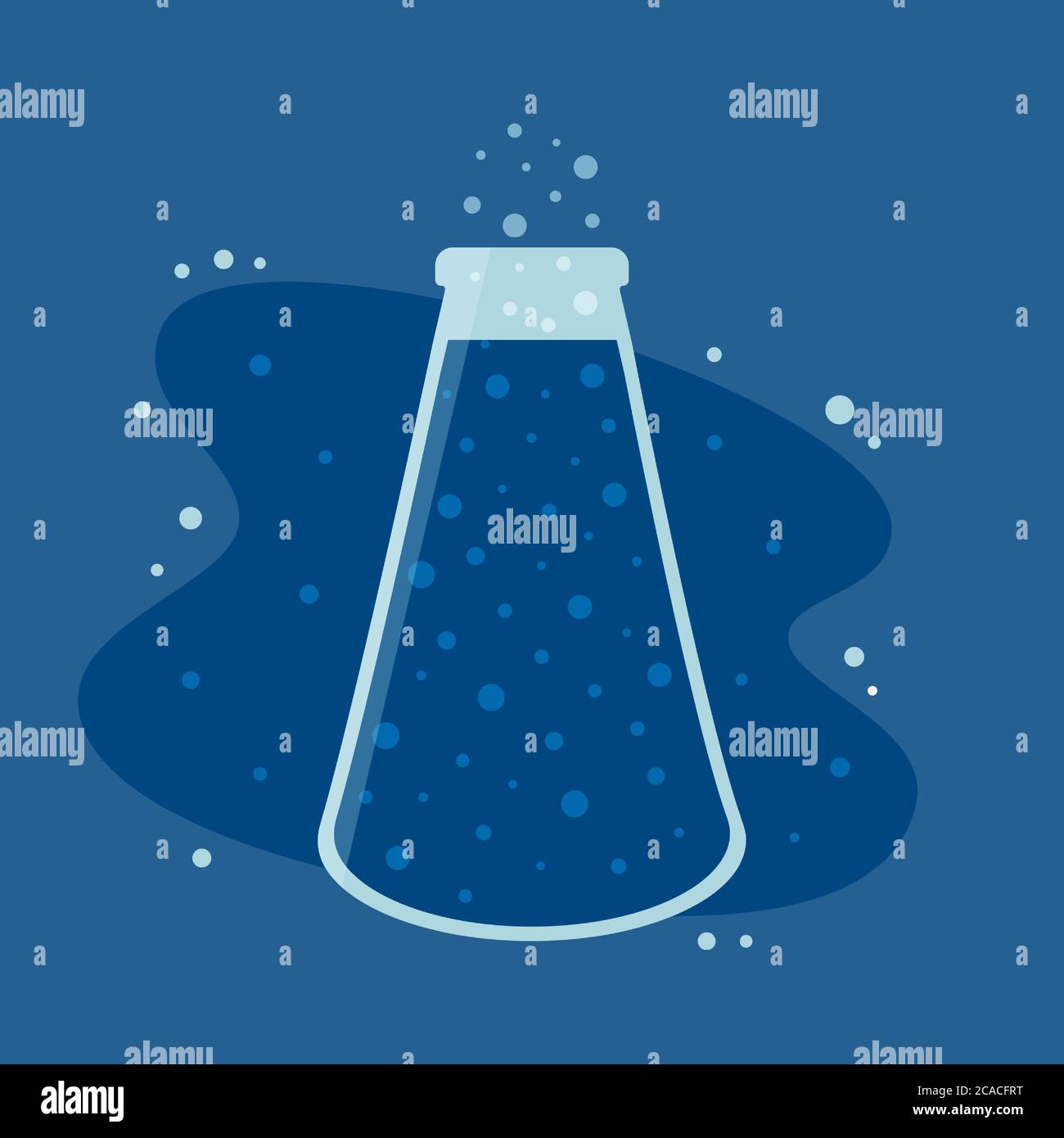 Vector illustration of Erlenmeyer, conical or titration flask. Chemistry laboratory glassware. Back to school element. Vector illustration of science equipment Stock Vector