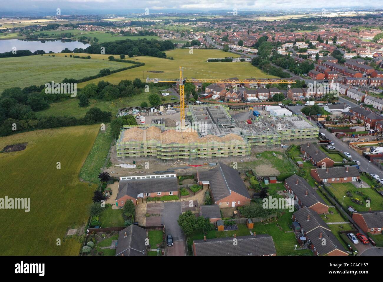 An aerial view of a building site in East Ardsley, West Yorkshire Stock